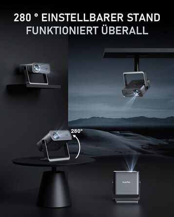 XuanPad Проектор 1080P з WiFi, Bluetooth та AI-автофокусом, 30000 люмен, поворотний на 210°, автоматична корекція Keystone, захист від пилу та система охолодження, сертифікований Netflix