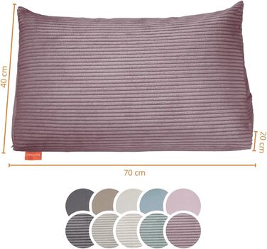 Подушка для спини в ліжко та на диван sleepling з вельвету, велика клиновидна подушка для читання та підтримки попереку з бічним кишенею, знімний чохол, 70x40x20 см, колір старе роже