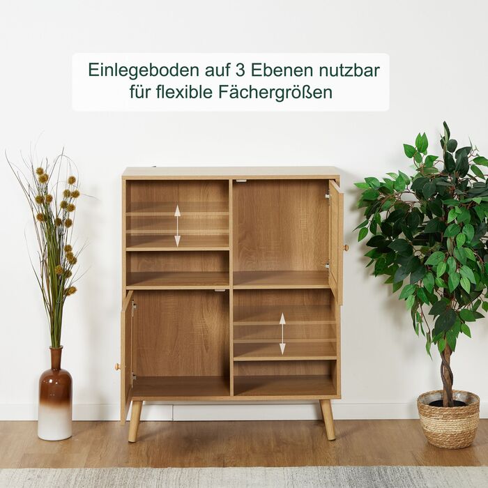 Тумбочка Relaxdays з 2 ротанговими дверцятами