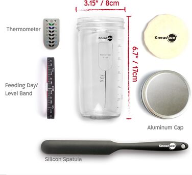 Набір для закваски KneadAce: банка 680.4 г, 2 корзини Banneton, лезо для хліба - подарунок для пекаря