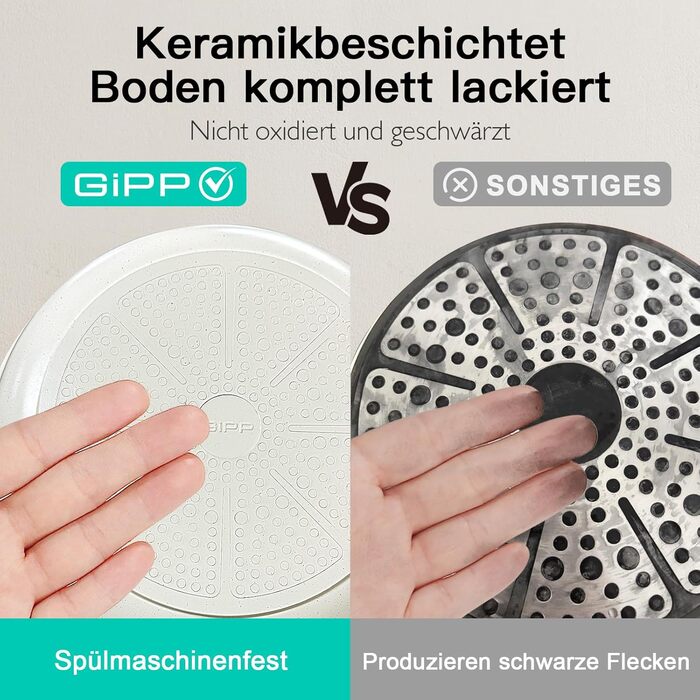 Набір кухонного посуду GiPP з керамічним покриттям, антипригарний, придатний для миття в посудомийній машині, без PFAS, білий, 17 предметів