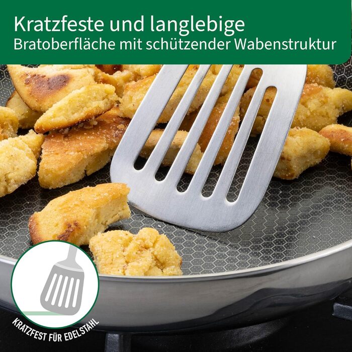 Сковорода Chefkoch від Fackelmann – діаметр 28 см, преміум-якість, антипригарне покриття, нержавіюча сталь, для всіх типів плит (включно з індукцією)