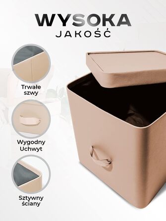 Коробки - Вкладиші Kalllax з екошкіри Rompicato з кришкою для зберігання одягу - Ящик для зберігання - Органайзер місця на відкритих полицях 30х30х30см Куб L (бежевий)