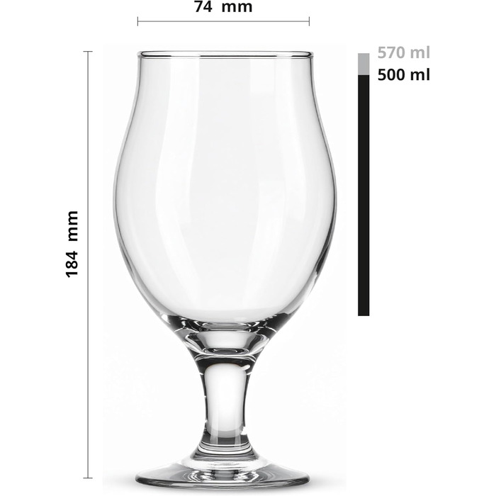 Набір келихів для пива Glasmark KROSNO 1992 Biertulpen 6 шт, 500 мл - для Pils, Stout, коктейлів, придатні для мийки в посудомийній машині