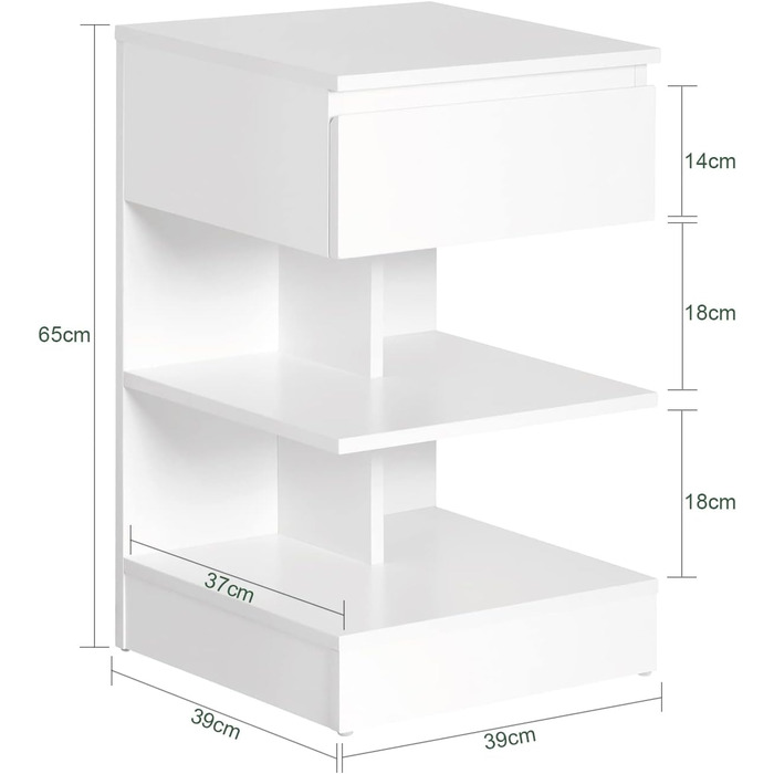 Тумбочка/тумбочка SoBuy FBT49-W з 1 шухлядою та 3 полицями, BHT 39x65x39см, біла, 2 шт. и