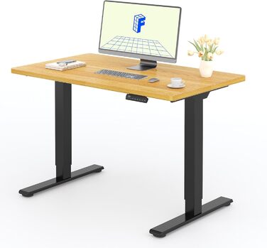 Регульований за висотою стіл FlexiSpot з 2 моторами, стільниця 25 мм, ергономічний офісний стіл 120 x 80 см, горіх, чорна металева рама
