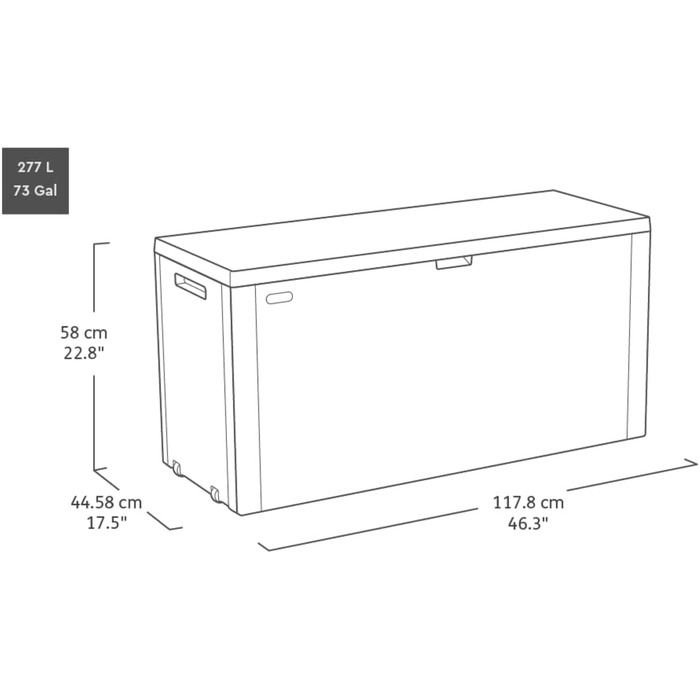 Садовий ящик Keter Emily з полірезину, 277 л - для зберігання подушок, інструментів