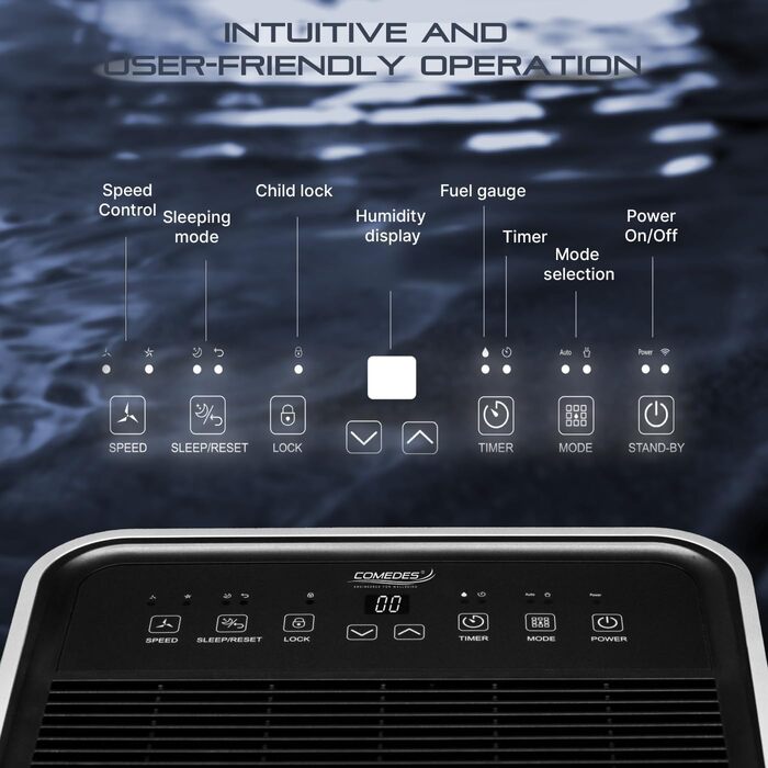 Demecto 16 eco WiFi - Потужний осушувач повітря (16 л/24 год) з Wi-Fi, для приміщень до 65 м², керування через додаток