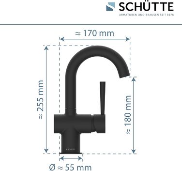 Змішувач для ванної SCHÜTTE 79710 LONDON з висувною лійкою, для миття волосся, однорідний, з комплектом для зливу, хром (чорний)