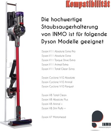 Кронштейн для пилососа INMO для Dyson V6-V11, DC30-DC59, білий, окремо стоячий, без свердління