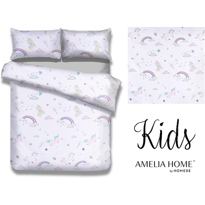 Комплект постільної білизни AmeliaHome дитячий 135х200 см з 2 наволочками 100 бавовна постільна білизна Kids (Dreamland)