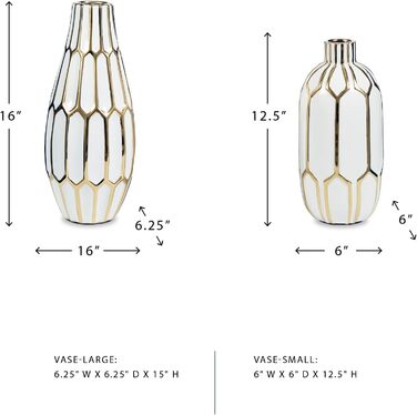 Ваза Ashley Furniture Signature Design, Mohsen, золотий декор, білий, 2 шт.