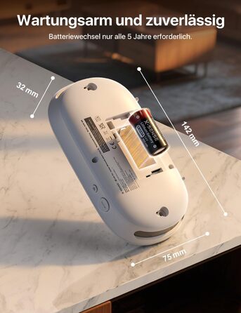 X-Sense Детектор чадного газу з цифровим дисплеєм, сертифікат TÜV Rheinland, з базовою станцією SBS50, керування через додаток, XC0C-MR11, 1 шт.