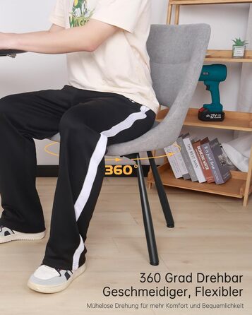 LEWE Комплект з 6 обертових стільців для їдальні, кухонних, вітальні та спальні, ергономічні, без підлокітників, з тканини кашемір (сірий)