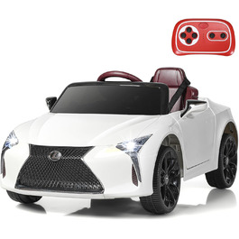 Електромобіль для дітей COSTWAY Lexus 12V, з пультом, LED, музикою, USB, білий