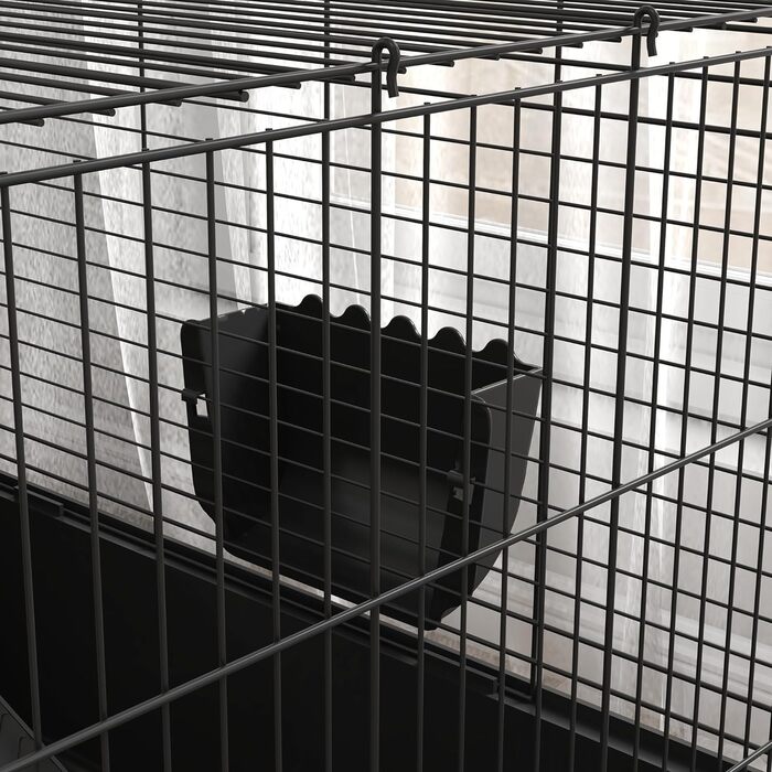 Клітка для дрібних тварин PawHut з аксесуарами, чорна сталь, 112,5 x 99 x 54 см