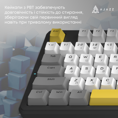 Дротова механічна клавіатура Ajazz AK870 V2 Flying Fish switches Black Grey Yellow (AK870-V2-FF-BGY)