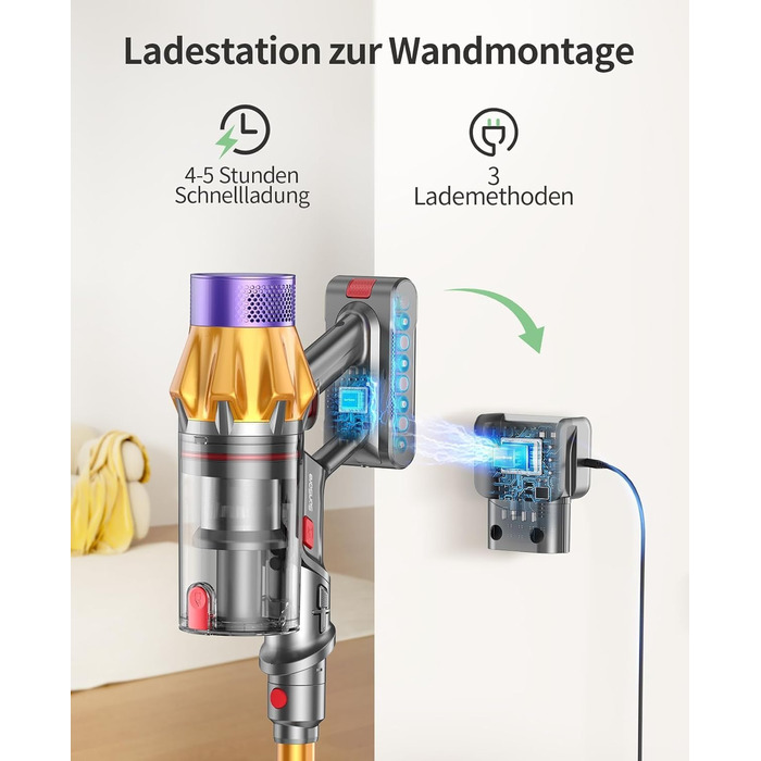 Акумуляторний пилосос SunSare 600W 50000Pa 65хв з дисплеєм та зарядкою, тихий для підлоги, килимів, шерсті тварин