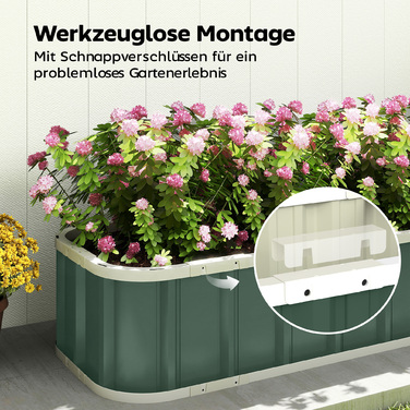 Підвищене грядка зі сталі, квітник з засувками, захищене грядка з відкидною конструкцією, 136 x 52 x 31 см, світло-зелений