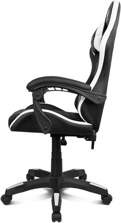 Ігровий крісло DRIFT GAMING DR35 – професійне, зі штучною шкірою, підлокітники з м'якою підкладкою, газліфт 3 класу, посилена база з нейлону, регульований нахил, регульована висота, подушки для попереку та шиї, чорно-сірий колір (Dr35 White)