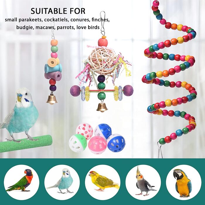 Іграшки для птахів MQUPIN Parrots 12 шт пластикові кульки різнокольорові