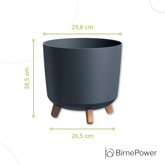 Плантатор BirnePower Gracia Slim 44,5 см – Сучасний горщик для квітів з ніжками, бетонна текстура, стійкий до УФ та погодних умов, елегантний кашпо для балкона, саду, інтер'єру – Антрацит (28,5 см)