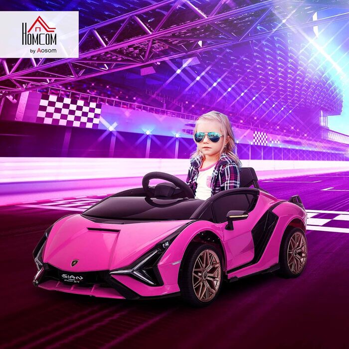 Дитячий електромобіль Lamborghini SIAN 12V з пультом, музикою, світлом, металевий, рожевий, для дітей 37-60 місяців, 108x62x40 см