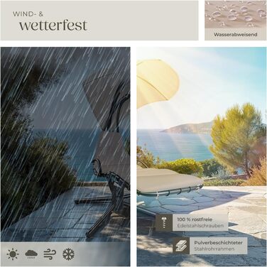 Тектейк® гамак з каркасом, гамак-шезлонг, гойдалка з сонцезахистом, гамак-крісло, гамак з сумкою, м'яка подушка з підголівником для саду, тераси та балкону - (Бежевий)