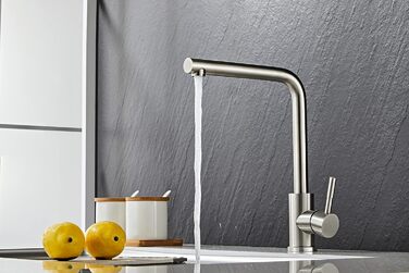 Змішувач для кухні для ванни AIYA з нержавіючої сталі Матовий Кутовий водостік Позачасовий і сучасний дизайн з Данії Змішувач одноважільний Змішувач для кухні Висока якість і довговічність