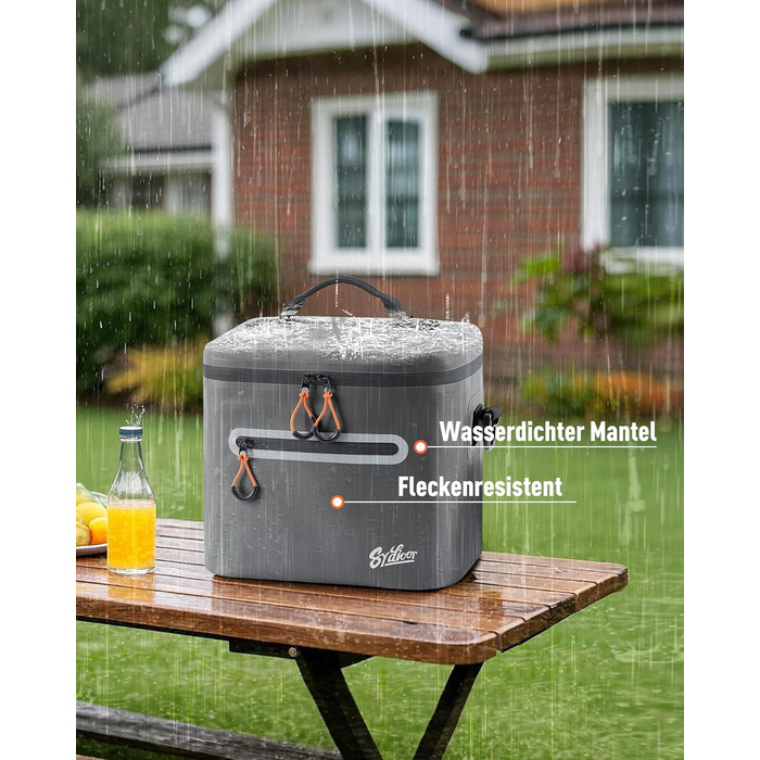 Термосумка-холодильник 14л ізольована водонепроникна темно-сіра для кемпінгу, пікніка, пляжу та грилю