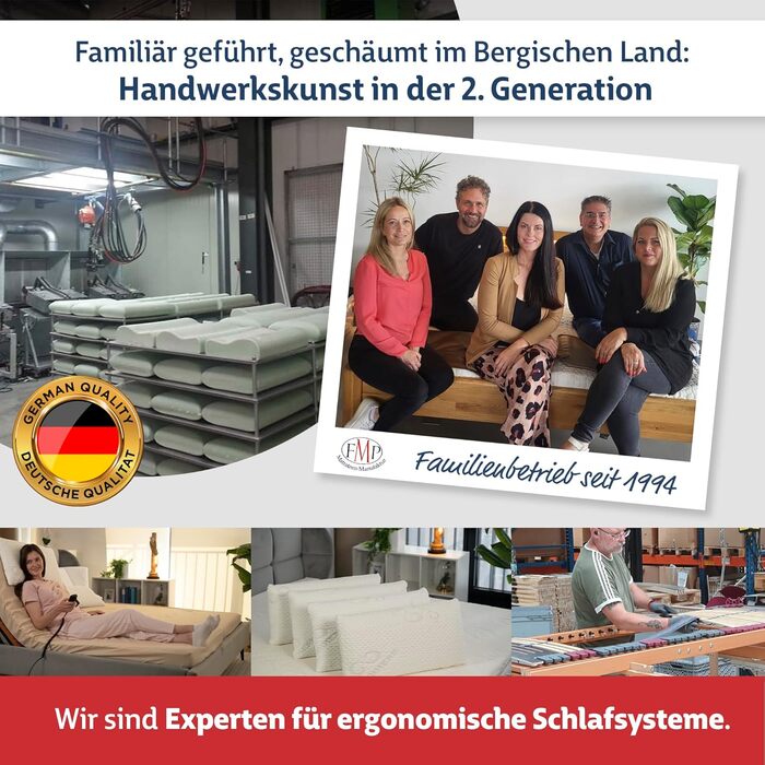 Ортопедична подушка для шиї FMP Matratzenmanufaktur з віскоеластичної піни, 70x36x8.5 см, біла