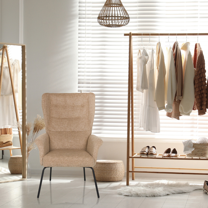 Крісло-релакс / Крісло-навушник HAVENIO, оббивка - тканина, колір - бежевий, від hjh LIVING