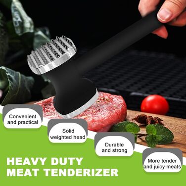 Тендерайзер для м'яса GZhaimai - нековзна ручка, для шніцеля, котлети, стейка. Можна мити в посудомийній машині. (60 символів)