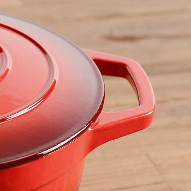 Чавунна жаровня ProCook-28-сантиметрова чавунна жаровня з кришкою в голландській духовці з червоною емальованою кришкою -