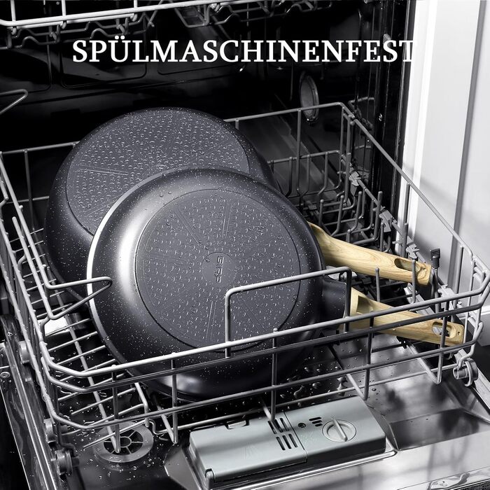 Пан з антипригарним покриттям GiPP Keramik 24 см - здоровий, без PFOA/PFAS, для індукційних плит, миється в посудомийній машині, з холодним ручками. (Білий, Чорний, 26 см + кришка)