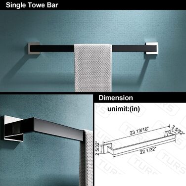 Набір приладдя для ванної кімнати Turs з 5 предметів, вішалка для рушників, гачок, тримач для туалетного паперу, кільце для рушників, для настінного монтажу (Чорний, Чорний)