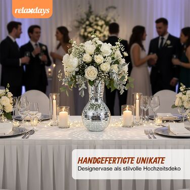 Ваза Relaxdays з мозаїчного скла, срібляста, 28 см