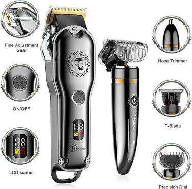 Тример для бороди Hatteker Hair Clipper Чоловічий Т-подібний тример з головкою Точний тример IPX7 водонепроникний