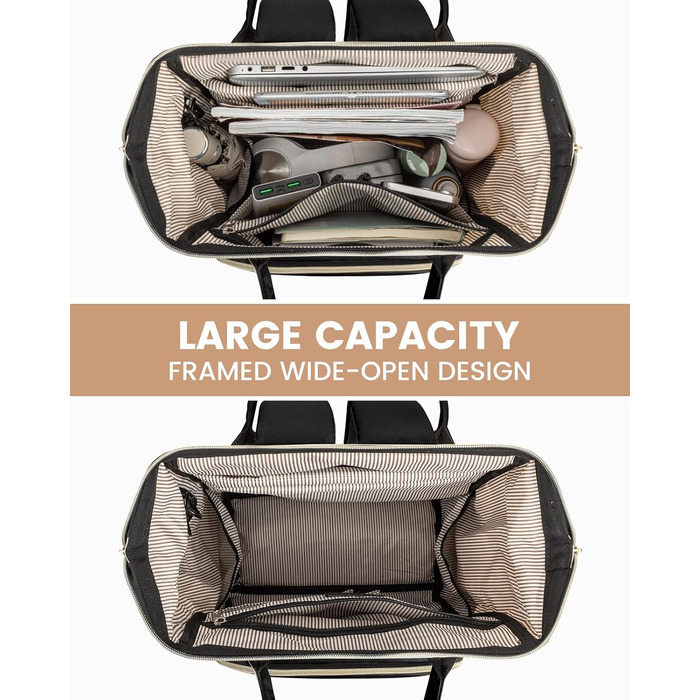 Рюкзак для ноутбука LOVEVOOK для жінок, великий шкільний рюкзак для підлітків, рюкзак ручної поклажі, водонепроникний дизайн, дихаючі плечові лямки, для університету, школи та подорожей, бежево-сірий (17 дюймів, сірий / чорний)