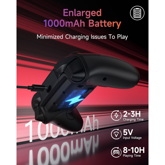 Бездротовий контролер EasySMX X20 з RGB підсвічуванням для PC, Switch, Android. 2 в 1 тригери, знімний джойстик, механічні кнопки, 6-осьовий гіроскоп, білий (чорний)