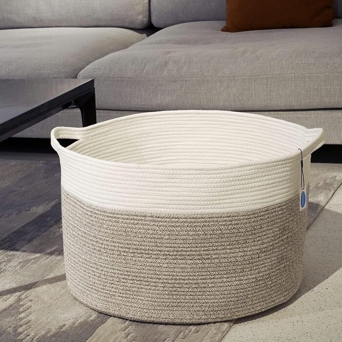 Кошик для дому Casaphoria з бавовняного шнура, XXL, кремово-коричневий (55,9 x 55,9 x 35,6 см)