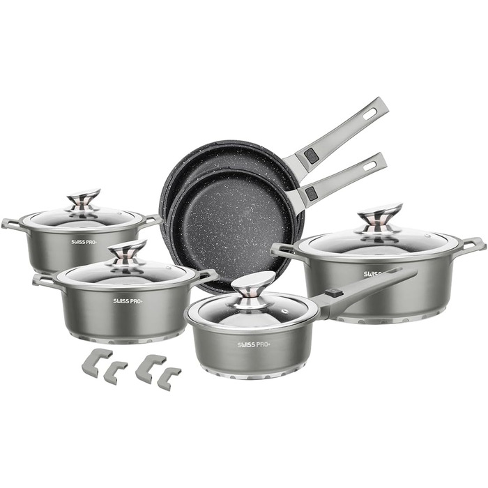 Набір посуду Swiss Pro на 14 предметів для індукції - сірий