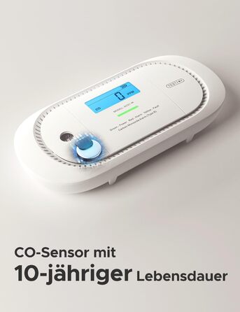 Виявлювач CO X-Sense з LCD-дисплеєм, SBS50, XC01-M (1 шт.) - для дому, з пам'яттю, з базою