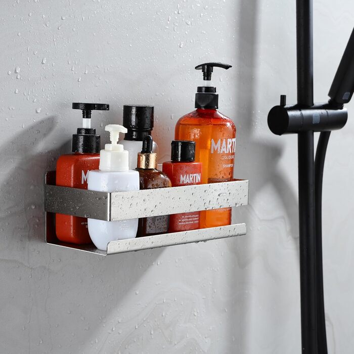 Підставка для душу без свердління - Дзеркальний кошик для ванної кімнати. Полиця для шампуню та гелю для душу, кухонна полиця без свердління. Нержавіюча сталь, економія місця