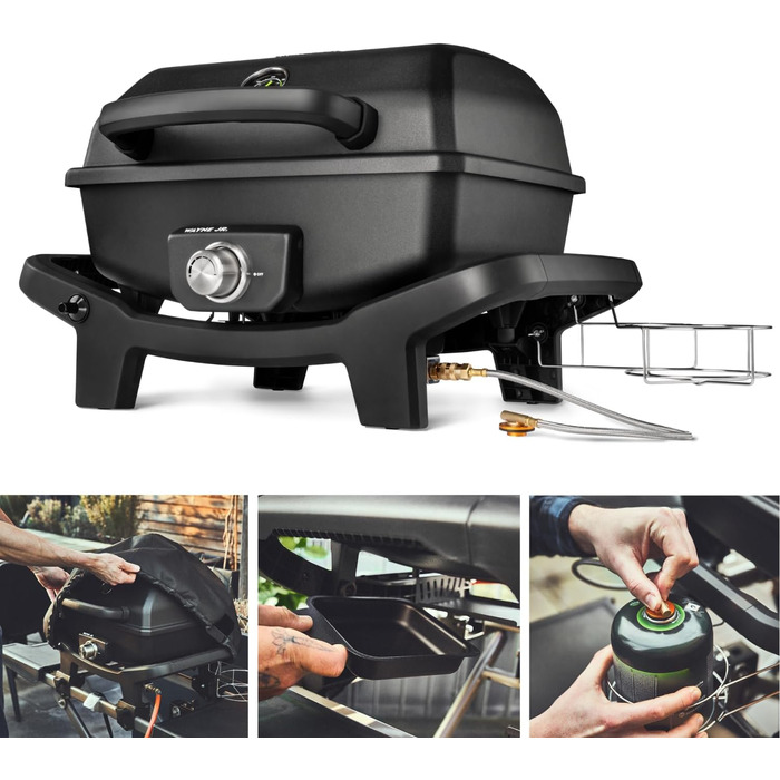 Rollwagen для газового гриля Wayne від BURNHARD®: міцна сталева рама, пластикові столики, адаптер для газового балону