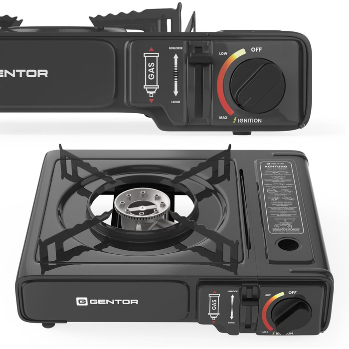 Газовий набір для кемпінгу: плита, 4 балончики 227г та кейс. Плита для кемпінгу, приготування їжі без електрики. Газова плита, газова картридж, кейс для транспортування