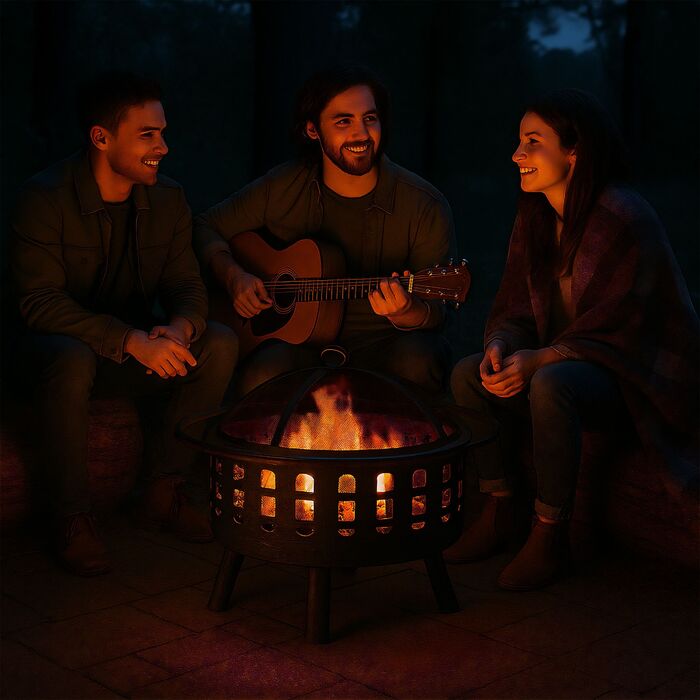 Вогнище Relaxdays з грилем та захистом від іскор