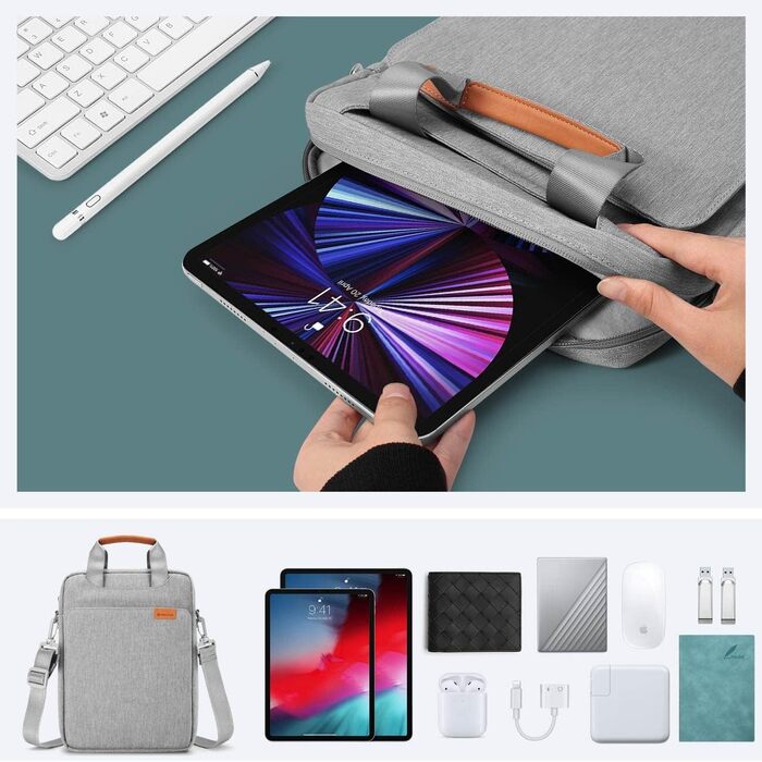 Водонепроникна сумка для ноутбука NIDOO для 12-13 дюймових MacBook, iPad, Surface, Galaxy, XPS, MatePad (сірий)