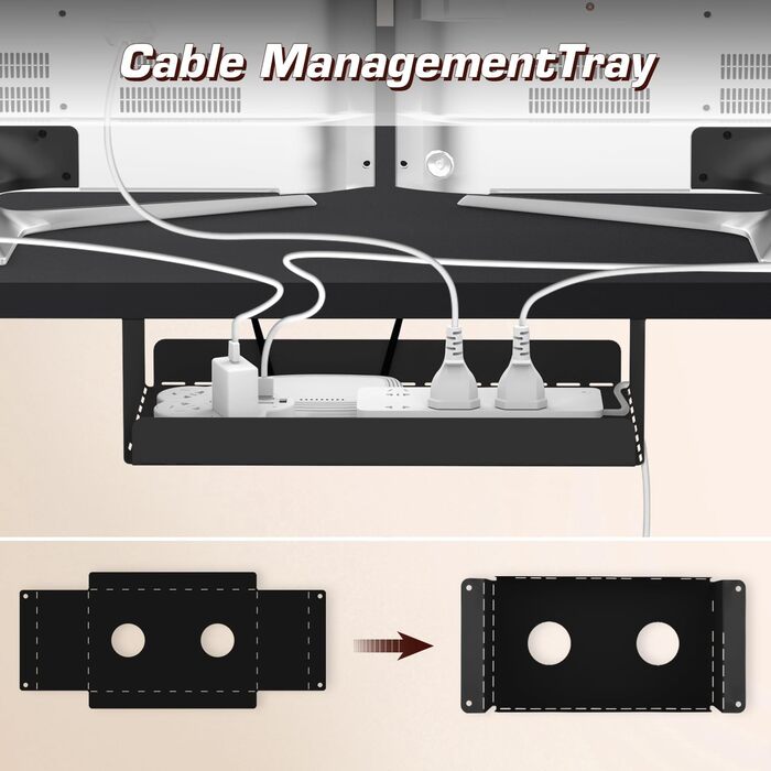 Електричний регульований стіл Airfish з USB-C зарядкою, керуванням кабелів та 3 рівнями пам'яті (білий, чорний), 180 x 80 см