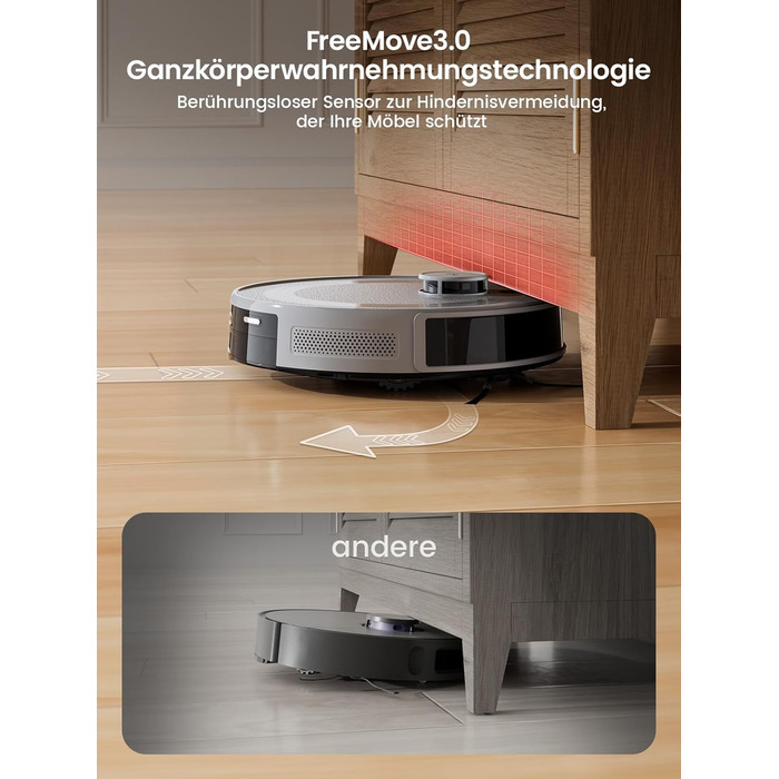 Робот-пилосос LEFANT M2 з функцією миття, 6000Pa, LiDAR-навігація, зони заборони, керування через APP/Alexa, для шерсті тварин, килимів та твердих підлог